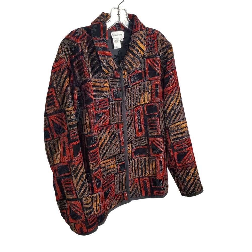 Coldwater Creek Size XL Jacket Reversible Tapestry Jacquard Chenille Velvety Art - Picture 1 of 15